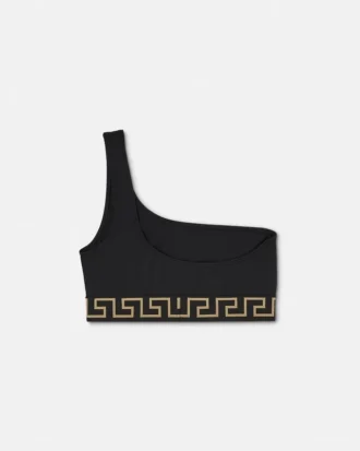 Top de bikini de un solo hombro en jacquard
