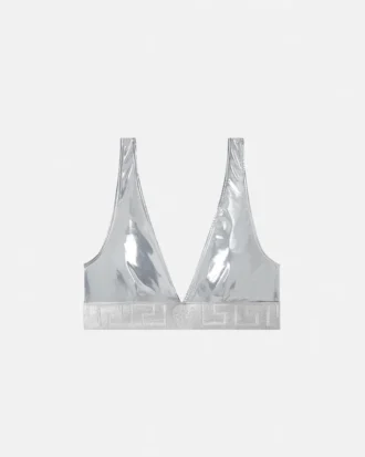 Top de bikini triangular metalizado