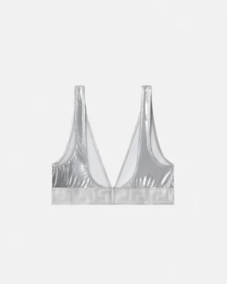 Top de bikini triangular metalizado