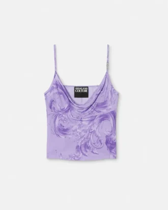 Top drapeado de viscosa estampada