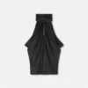 Top Lavallière de seda jacquard con estampado V Allover