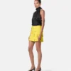 Top Lavallière de seda jacquard con estampado V Allover