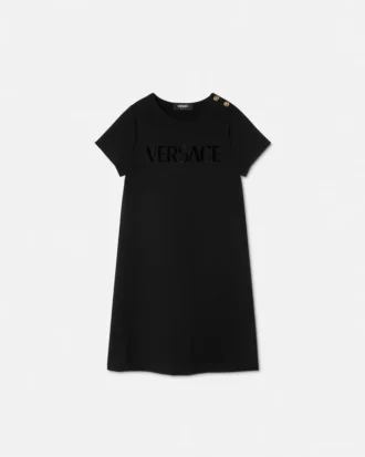 Vestido acampanado con adornos de punto milanés para niña