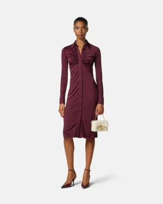 Vestido camisero midi de jersey de viscosa