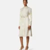 Vestido camisero midi de sarga de seda estampada