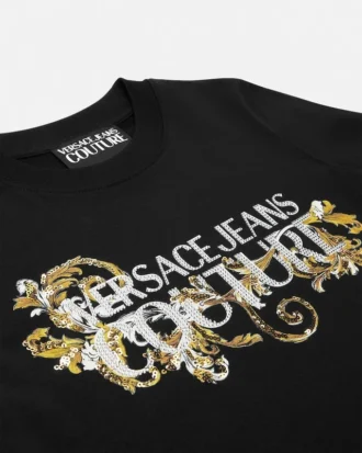 Vestido camiseta Barocco con contorno de cristales