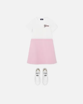 Vestido camiseta de jersey de algodón estampado para niña
