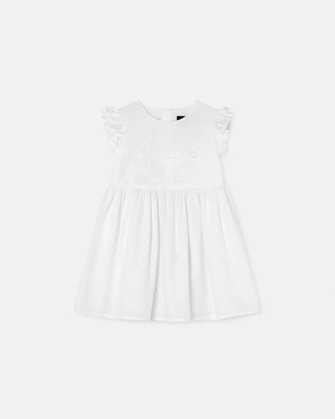 Vestido de popelín de algodón bordado para niña Vestido de popelín de algodón bordado para niña