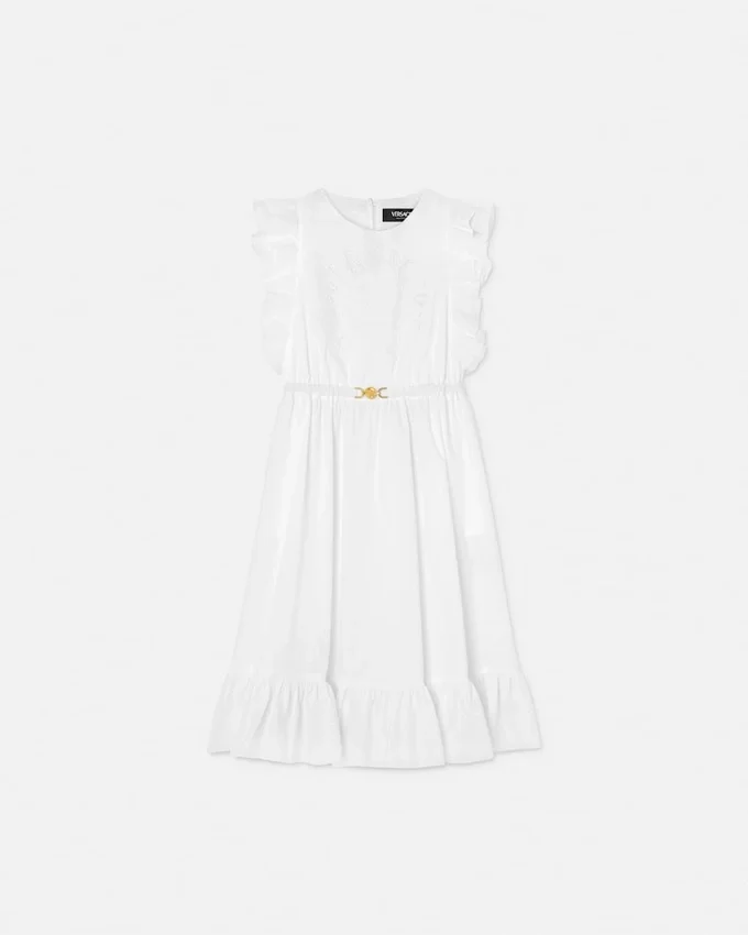 Vestido de popelín de algodón bordado para niña Vestido de popelín de algodón bordado para niña