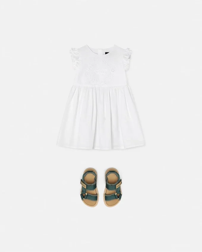 Vestido de popelín de algodón bordado para niña Vestido de popelín de algodón bordado para niña