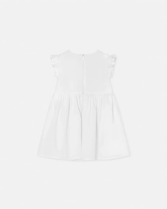 Vestido de popelín de algodón bordado para niña Vestido de popelín de algodón bordado para niña