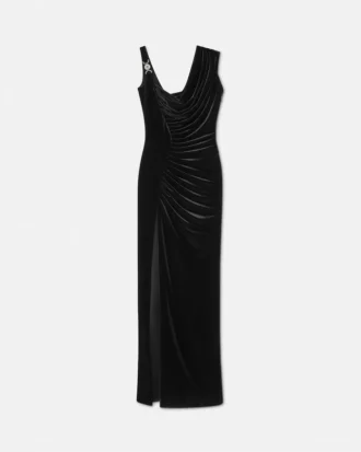 Vestido drapeado de terciopelo