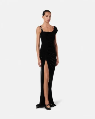 Vestido drapeado de terciopelo