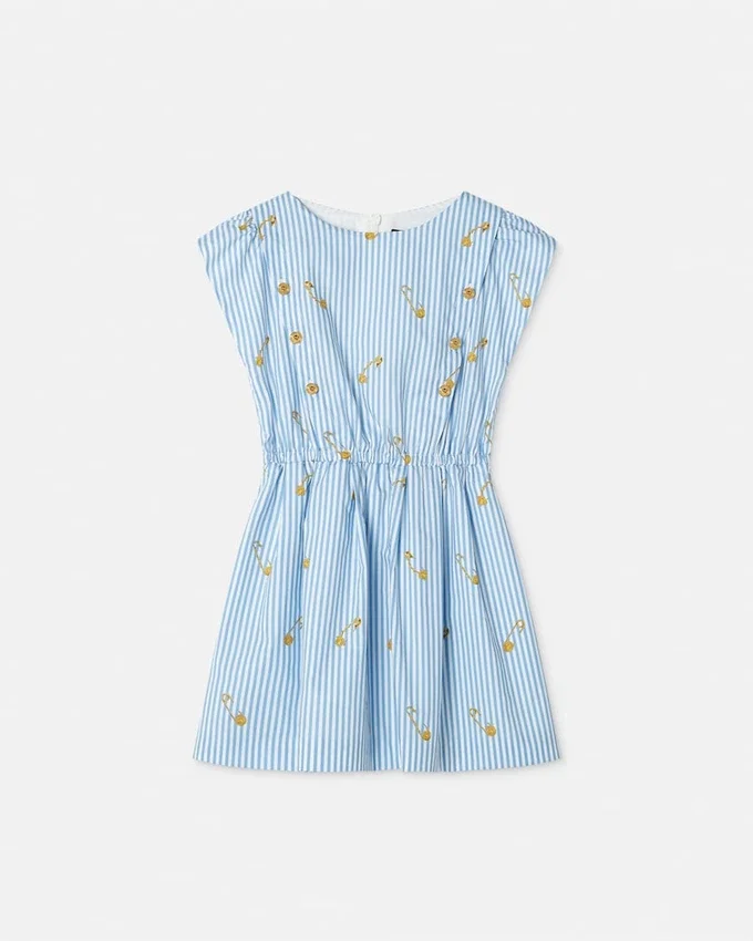 Vestido infantil con estampado de rayas finas Vestido infantil con estampado de rayas finas