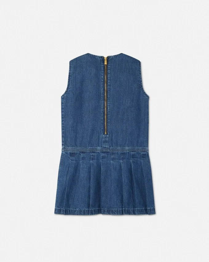 Vestido infantil de denim plisado Vestido infantil de denim plisado