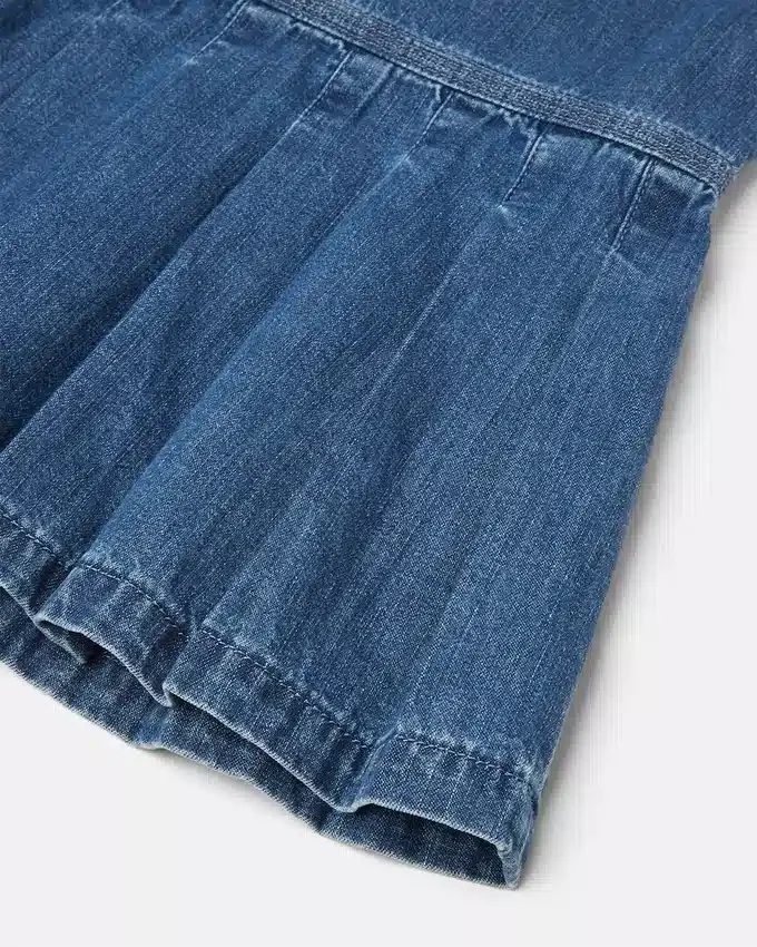 Vestido infantil de denim plisado Vestido infantil de denim plisado