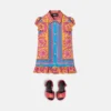 Vestido infantil de sarga de seda estampada Vestido infantil de sarga de seda estampada