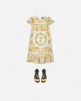 Vestido infantil de seda con volantes Underwater Barocco