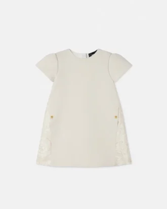 Vestido infantil estampado con punto milanés