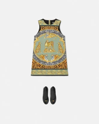 Vestido infantil estampado de gabardina de algodón