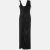 Vestido largo drapeado de crepé satinado Vestido largo drapeado de crepé satinado