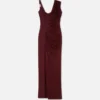 Vestido largo drapeado de crepé satinado