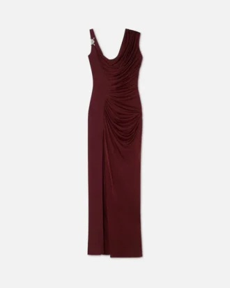 Vestido largo drapeado de crepé satinado