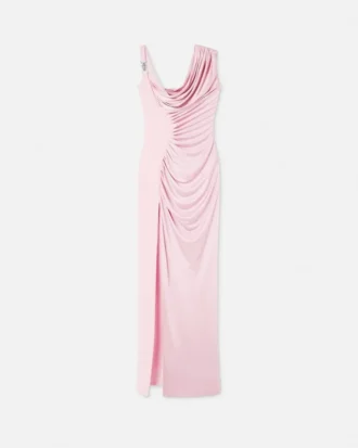 Vestido largo drapeado de crepé satinado