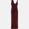 Vestido largo drapeado de crepé satinado