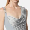Vestido largo drapeado de crepé satinado