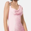 Vestido largo drapeado de crepé satinado