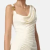 Vestido largo drapeado de crepé satinado