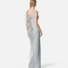 Vestido largo drapeado de crepé satinado