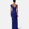 Vestido largo drapeado de crepé satinado Vestido largo drapeado de crepé satinado