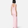 Vestido largo drapeado de crepé satinado