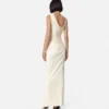 Vestido largo drapeado de crepé satinado