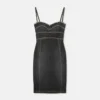 Vestido midi ajustado de denim adornado
