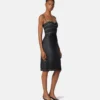 Vestido midi ajustado de denim adornado