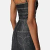 Vestido midi ajustado de denim adornado