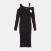 Vestido midi con corte y hebilla barroca