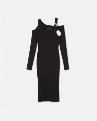 Vestido midi con corte y hebilla barroca