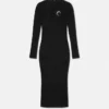 Vestido midi con corte y hebilla barroca