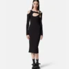 Vestido midi con corte y hebilla barroca