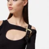 Vestido midi con corte y hebilla barroca
