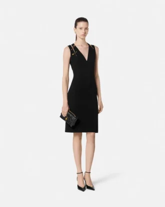 Vestido midi de cady con imperdible