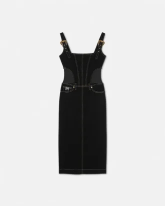 Vestido midi de mezclilla con hebilla barroca