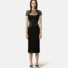 Vestido midi de mezclilla con hebilla barroca