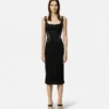 Vestido midi de mezclilla con hebilla barroca
