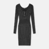 Vestido midi de punto acanalado con mezcla de lurex Vestido midi de punto acanalado con mezcla de lurex