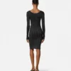 Vestido midi de punto acanalado con mezcla de lurex Vestido midi de punto acanalado con mezcla de lurex